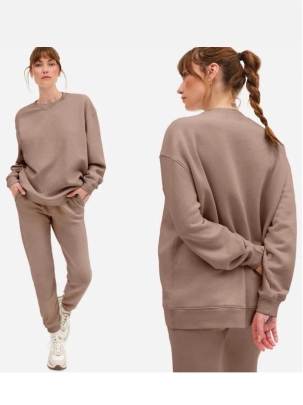 Mate the Label Oversized Fleece Crewneck Sweatshirt in Mushroom